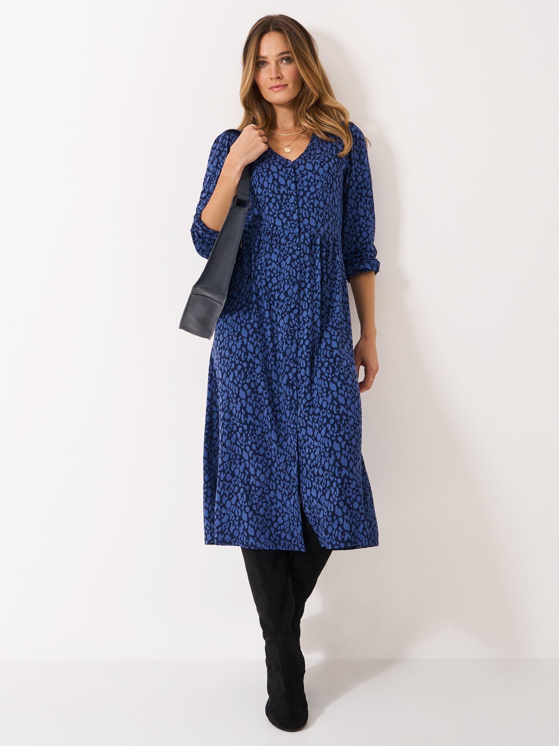 Product image 1 of 4, which shows Crew Clothing Kiki Button Through Dress, Aqua Blue, 10