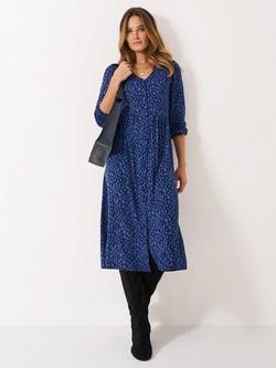 Crew Clothing Kiki Button Through Dress, Aqua Blue, Aqua Blue