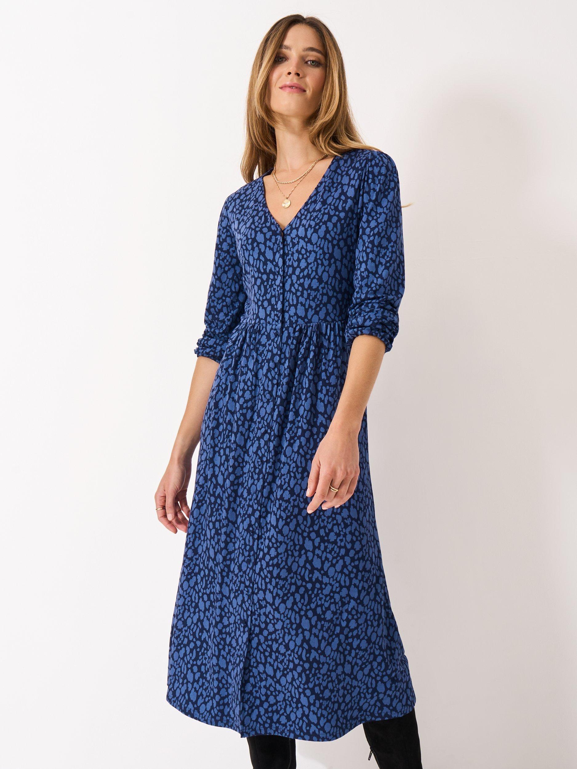 Product image 3 of 4, which shows Crew Clothing Kiki Button Through Dress, Aqua Blue, 10