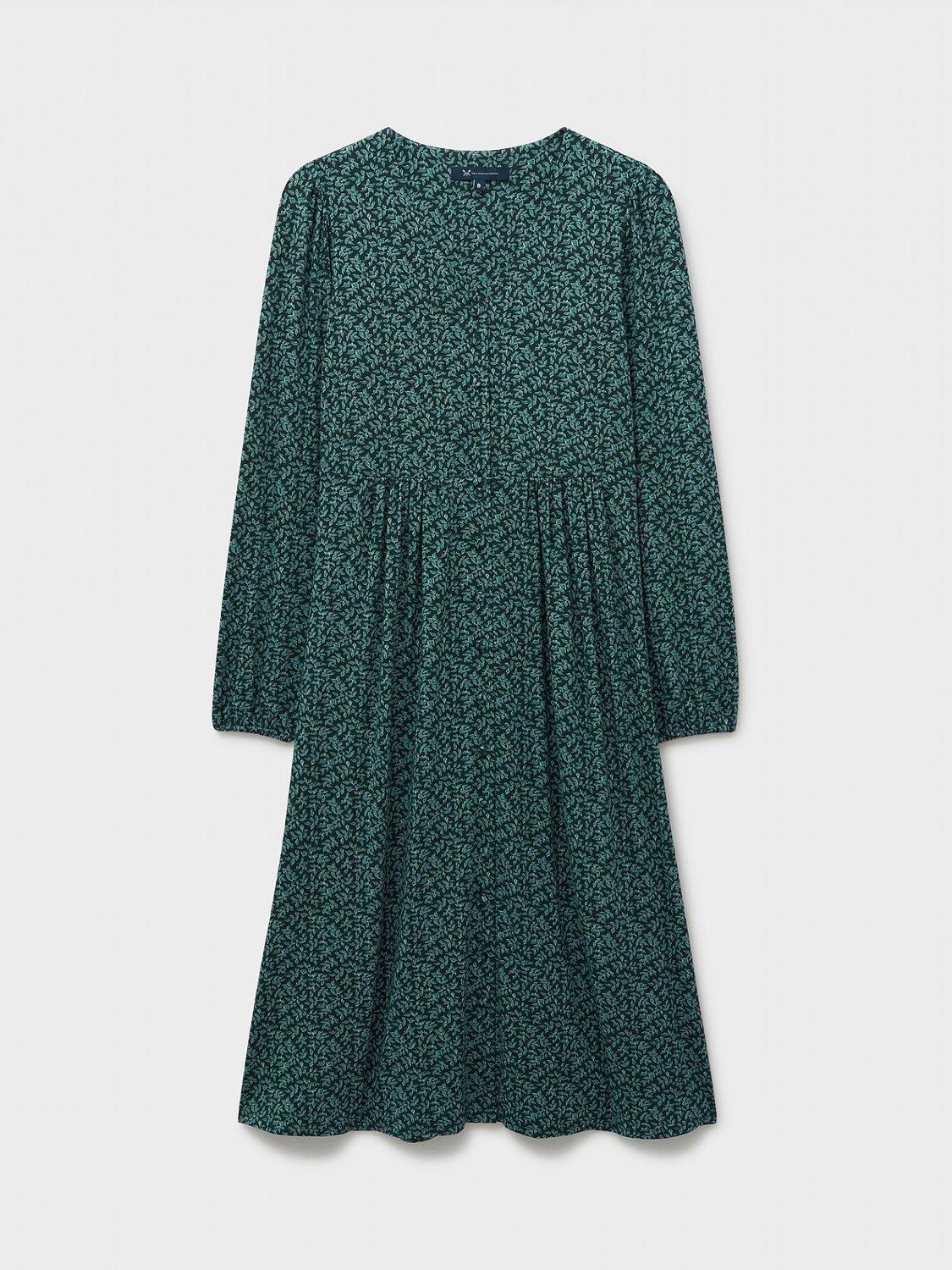 Product image 4 of 4, which shows Crew Clothing Kiki Button Dress, Emerald Green, 10