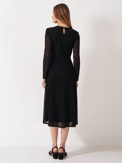 Crew Clothing Marten Flock Tulle Jersey Mesh Dress, Black - view 2, Black