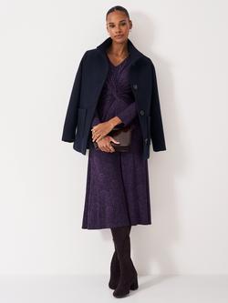 Crew Clothing Flora Floral Twist Front Jersey Dress, Plum, Plum