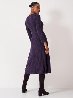 Crew Clothing Flora Floral Twist Front Jersey Dress, Plum - view 2, Plum