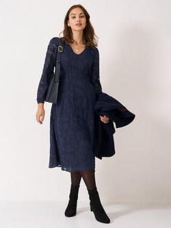 Crew Clothing Ines Jacquard Dress, Navy Blue, Navy Blue