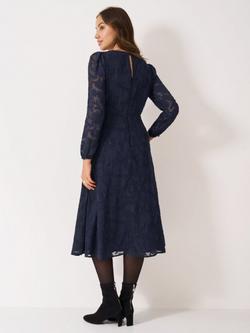 Crew Clothing Ines Jacquard Dress, Navy Blue - view 2, Navy Blue