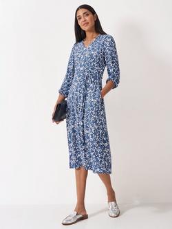 Crew Clothing Isabel Floral Jersey Dress, Airforce Blue, Airforce Blue