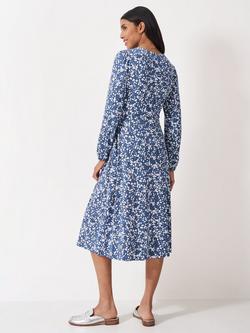 Crew Clothing Isabel Floral Jersey Dress, Airforce Blue - view 2, Airforce Blue