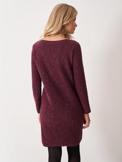 Crew Clothing Cara Glitterball Jumper Dress - view 2, Burgundy Red
