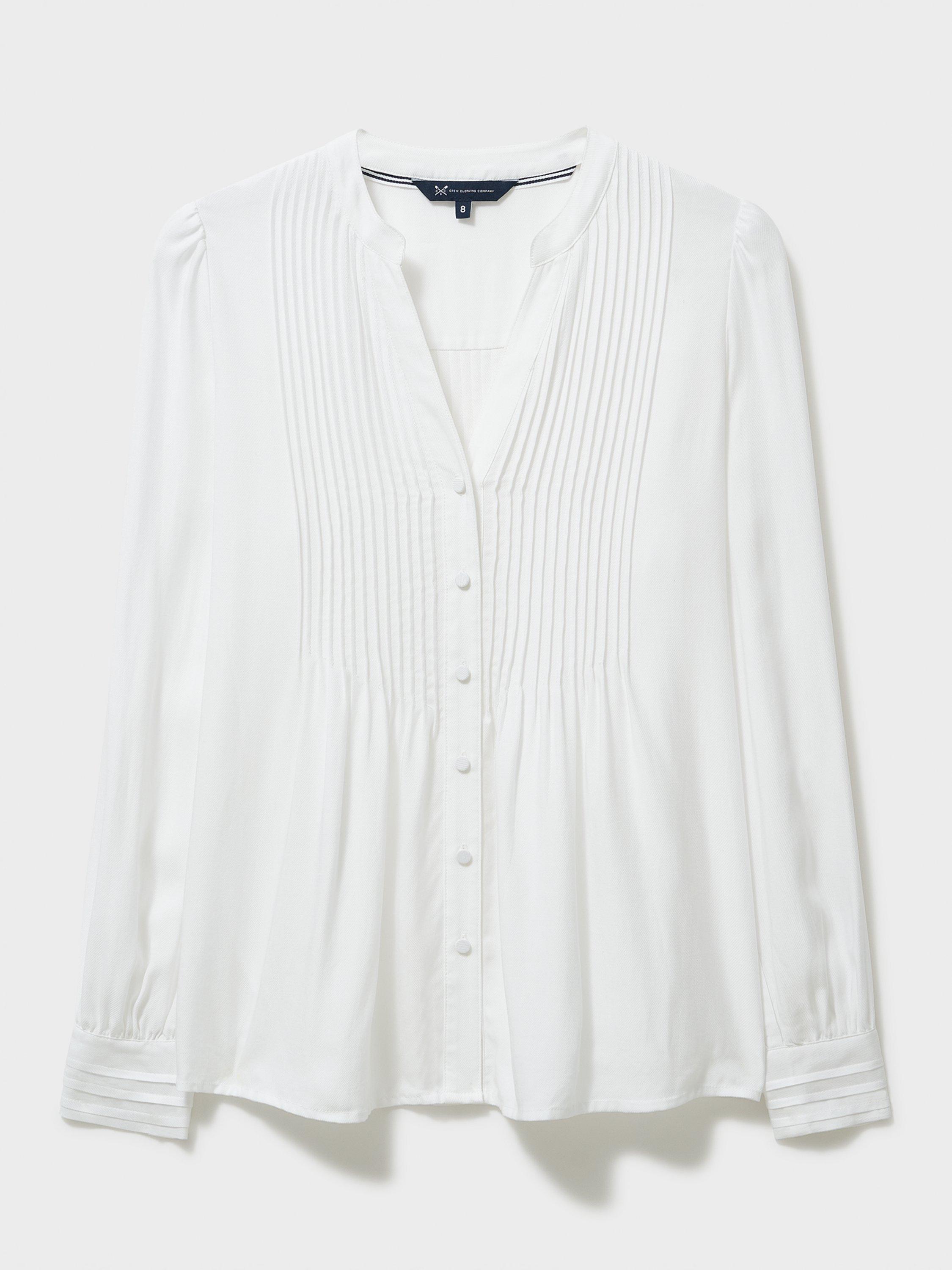 Product image 5 of 5, which shows Crew Clothing Abigail Pintuck Shirt, White, 10