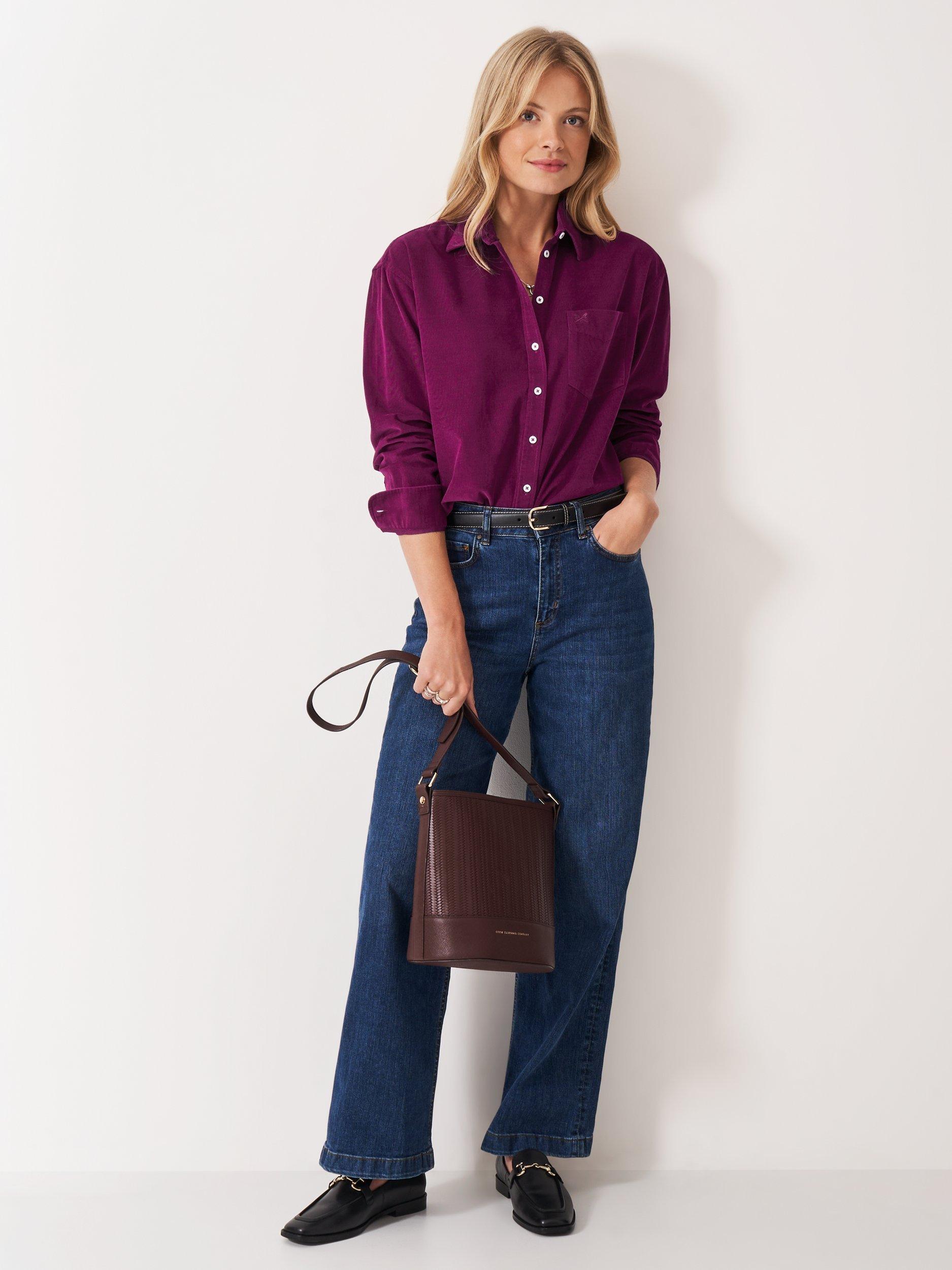 Product image 1 of 5, which shows Crew Clothing Corduroy Overshirt, Plum, 8