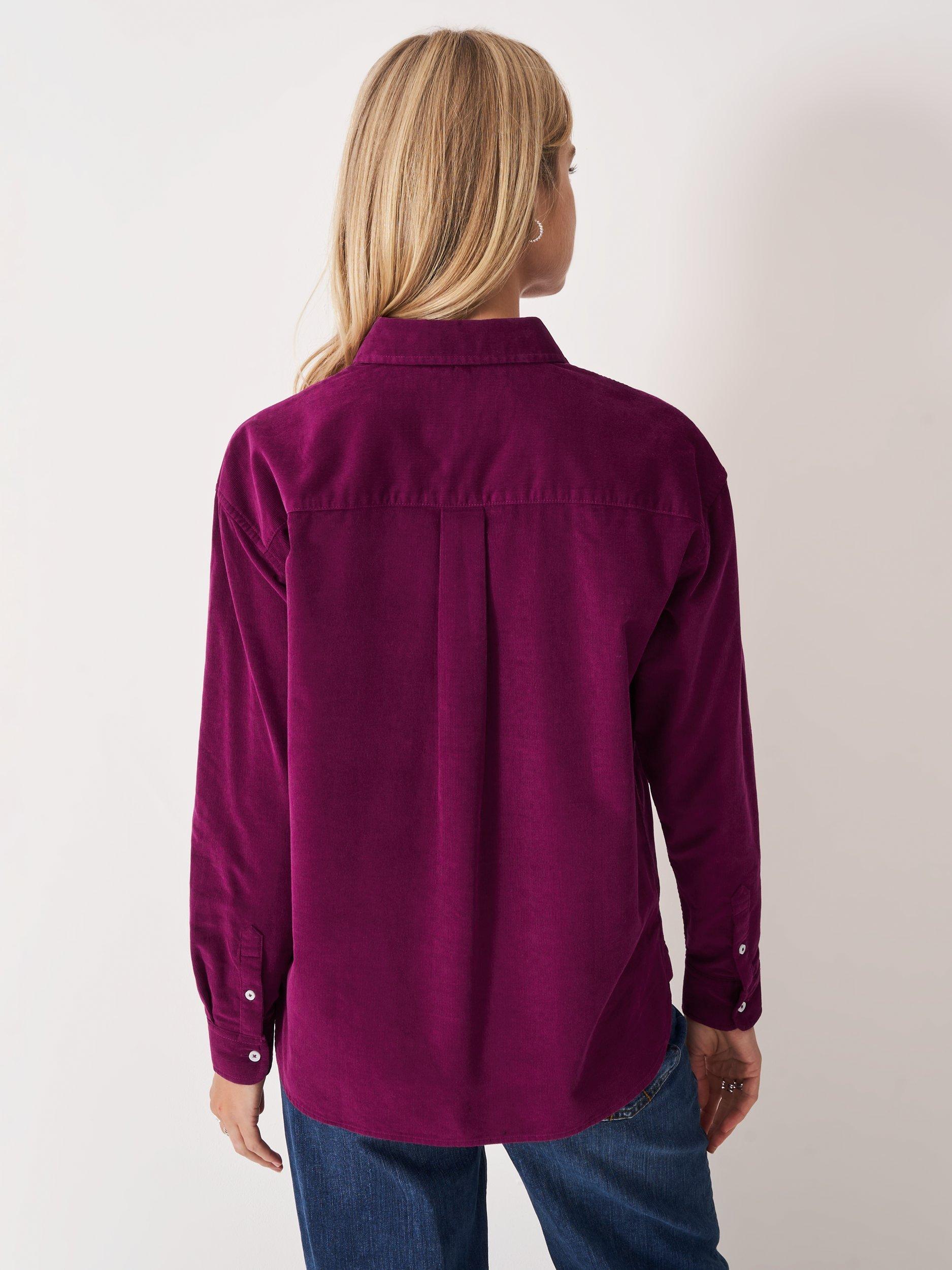 Product image 2 of 5, which shows Crew Clothing Corduroy Overshirt, Plum, 8