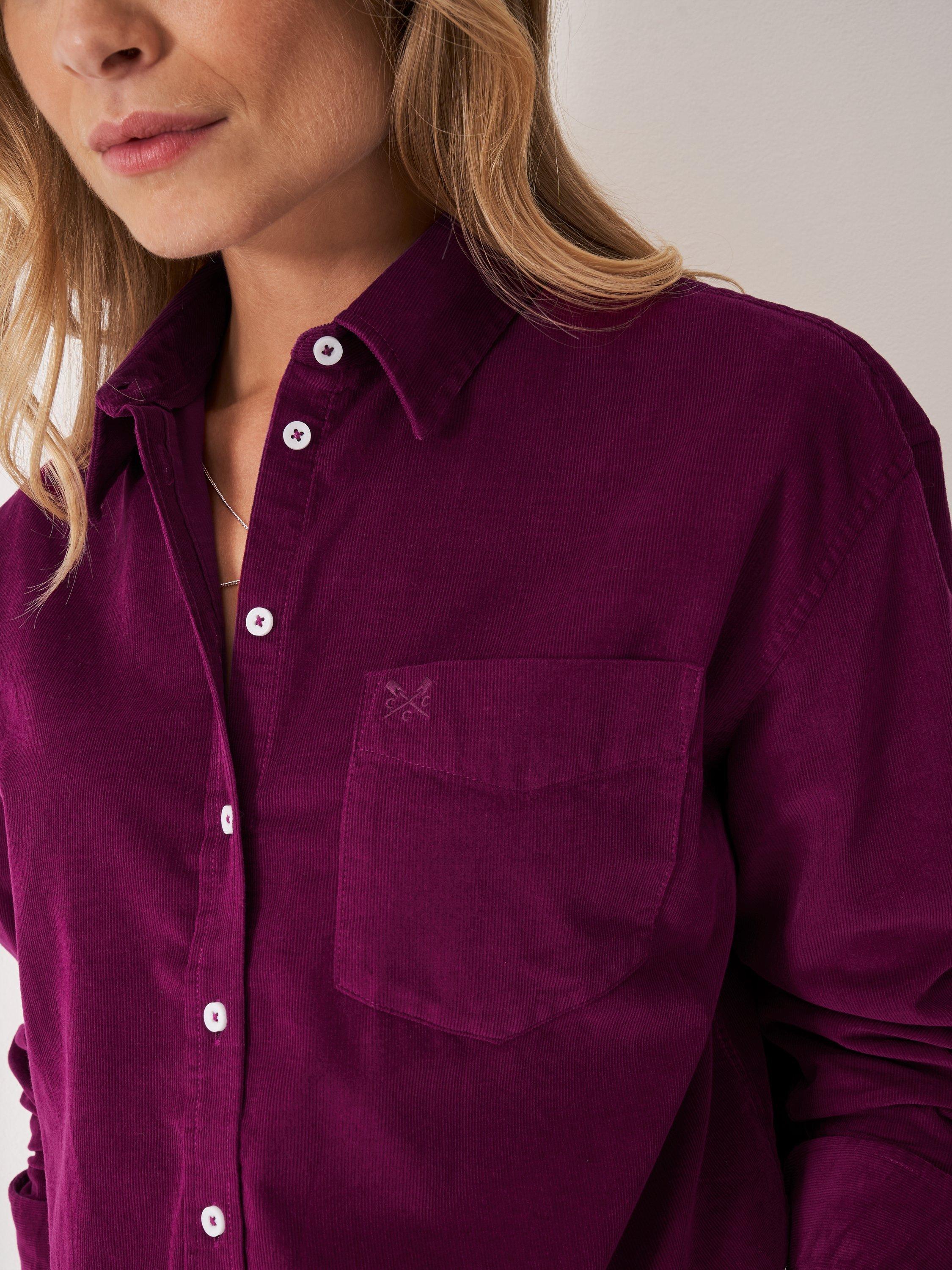 Product image 4 of 5, which shows Crew Clothing Corduroy Overshirt, Plum, 8