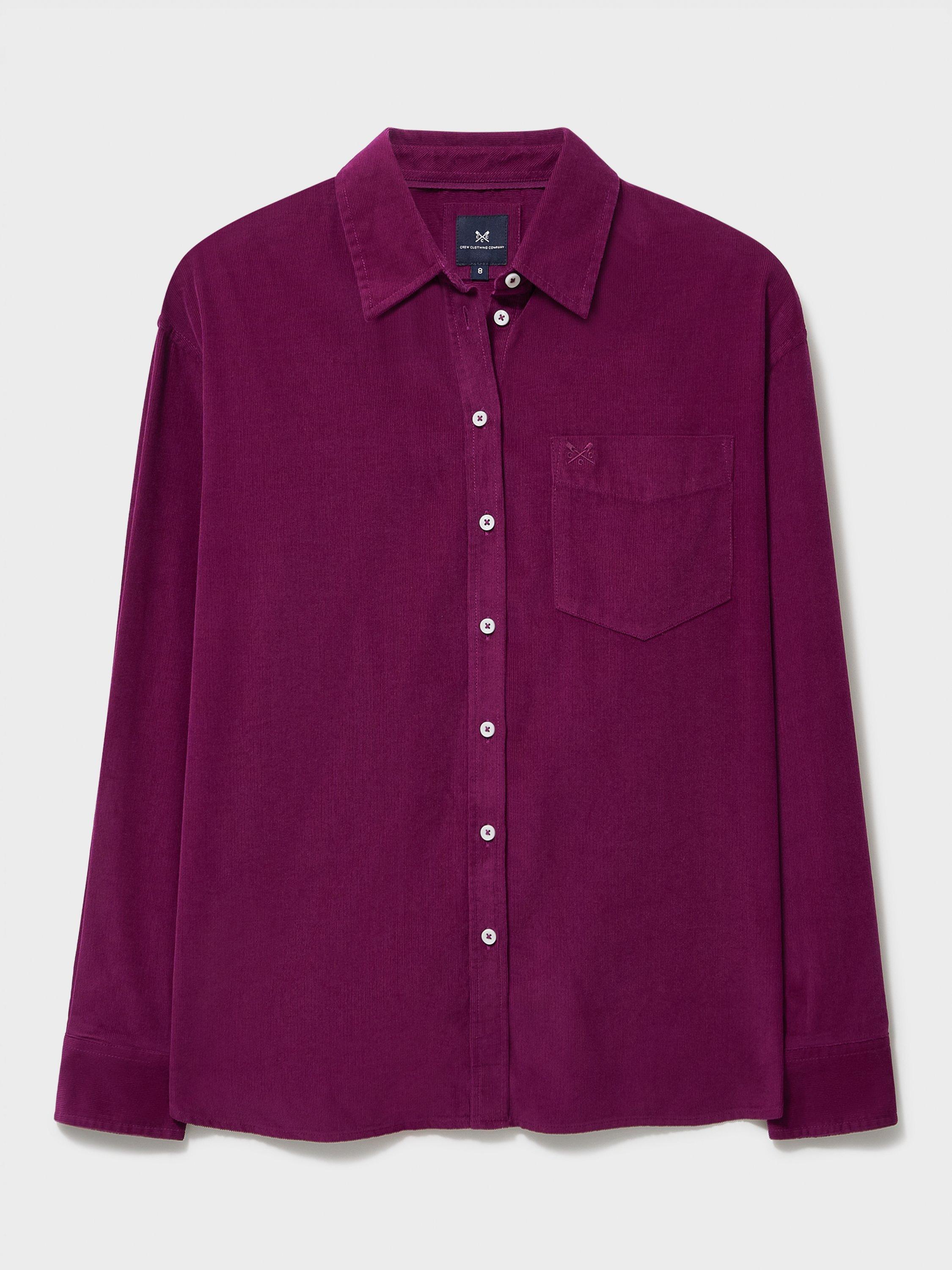 Product image 5 of 5, which shows Crew Clothing Corduroy Overshirt, Plum, 8