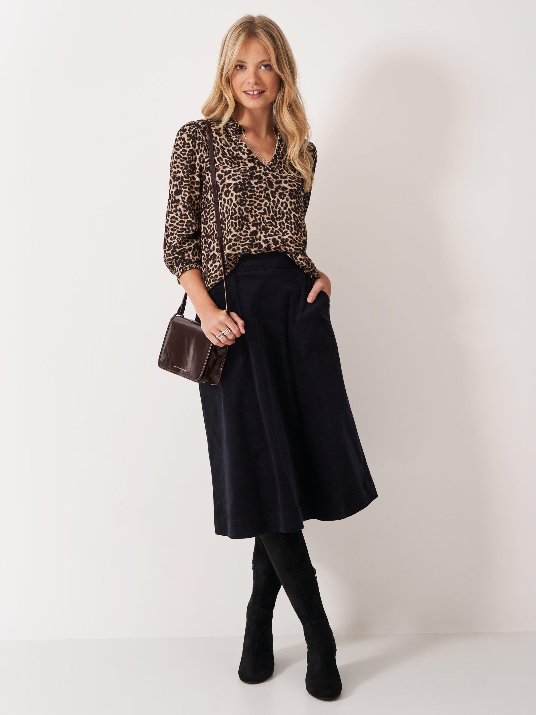 Product image 3 of 5, which shows Crew Clothing Beatrice Leopard Print Top, Beige, 10