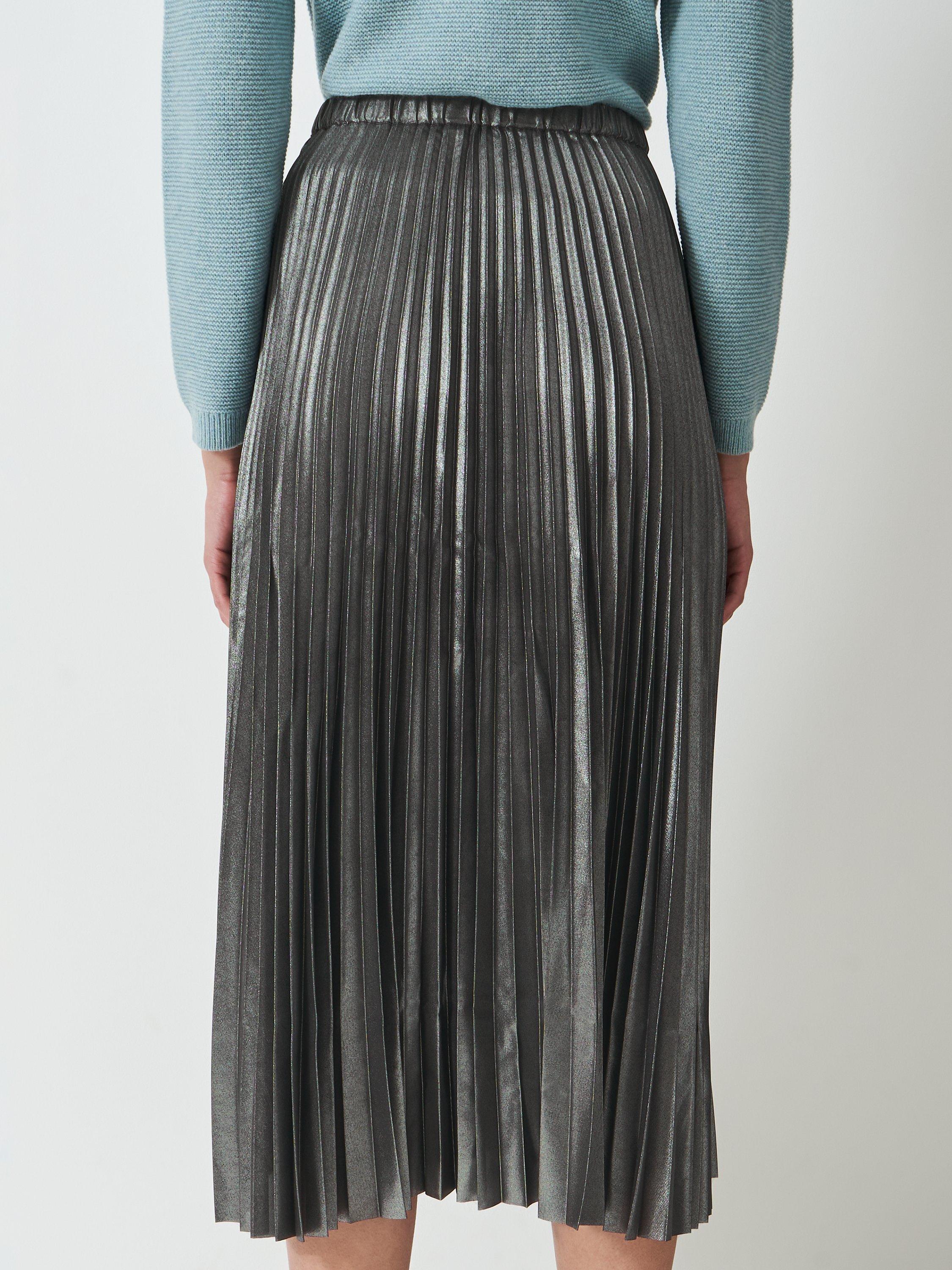 Product image 2 of 5, which shows Crew Clothing Aurora Pleated Midi Skirt, Silver Grey, 10