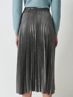 Crew Clothing Aurora Pleated Midi Skirt, Silver Grey - view 2, Silver Grey
