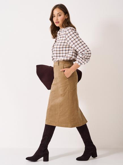 Crew Clothing Tara Corduroy Midi Skirt, Beige, Beige