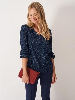 Crew Clothing Evelyn Polka Dot Top, Navy, Navy