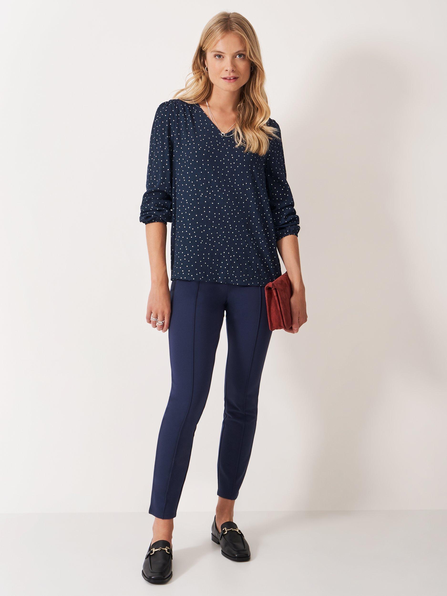 Product image 3 of 5, which shows Crew Clothing Evelyn Polka Dot Top, Navy, 10
