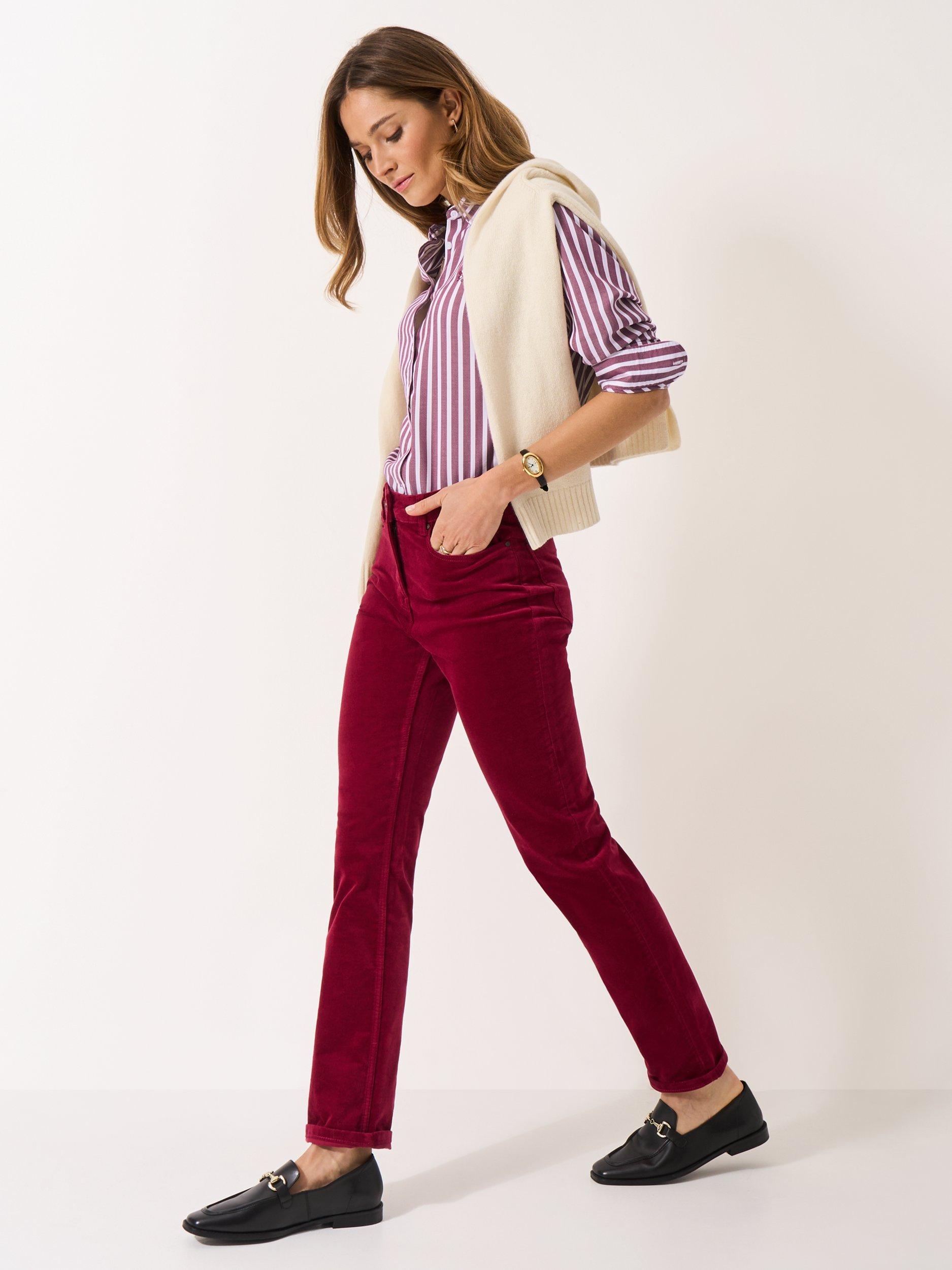 Product image 3 of 5, which shows Crew Clothing Stripe Twill Shirt, Red Wine, 10