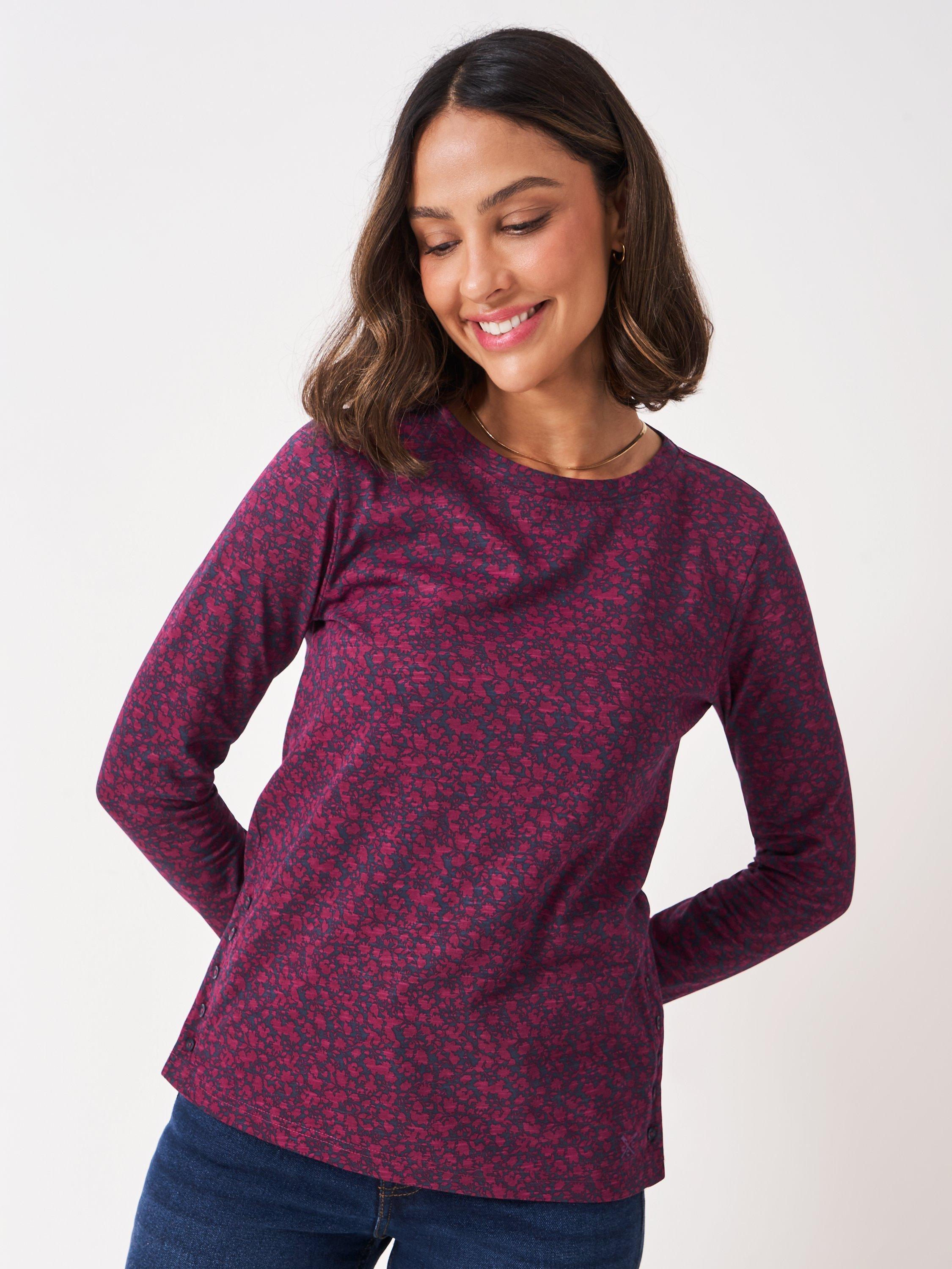 Product image 1 of 5, which shows Crew Clothing Cassandra Floral Top, Dark Blue, 10