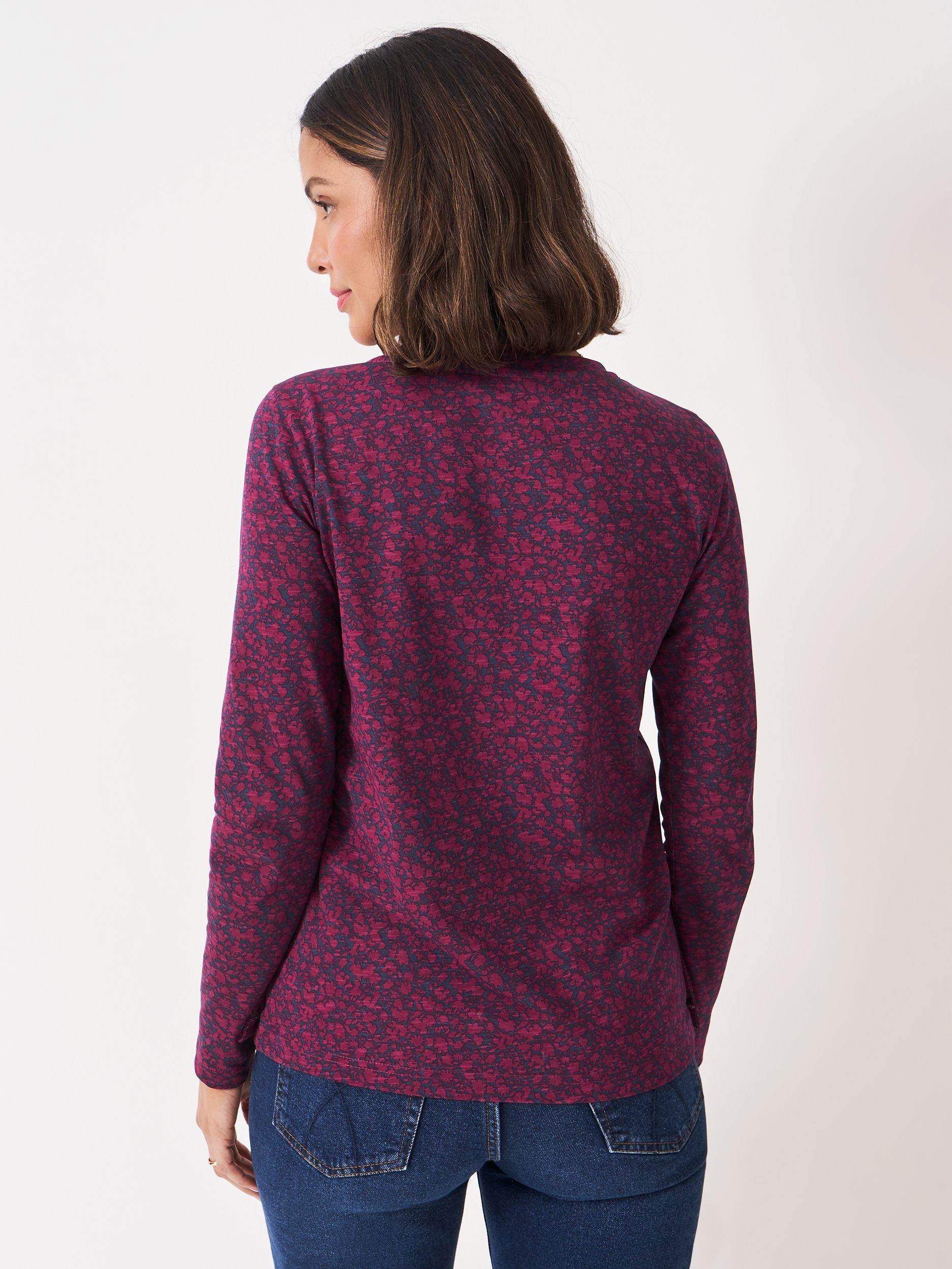 Product image 2 of 5, which shows Crew Clothing Cassandra Floral Top, Dark Blue, 10