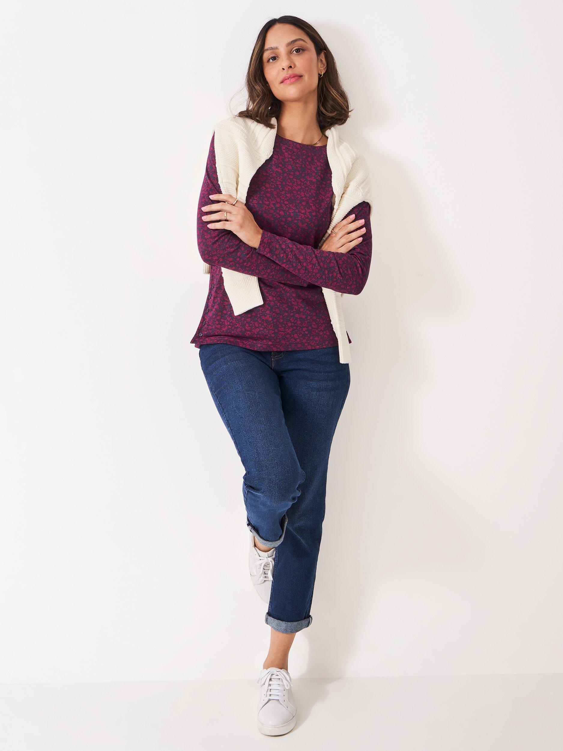 Product image 3 of 5, which shows Crew Clothing Cassandra Floral Top, Dark Blue, 10