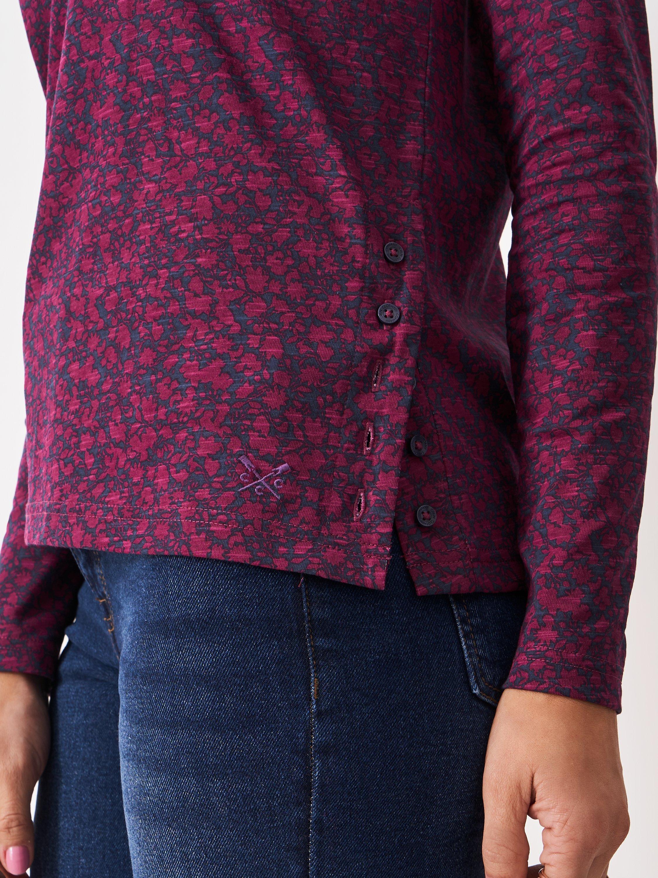 Product image 4 of 5, which shows Crew Clothing Cassandra Floral Top, Dark Blue, 10