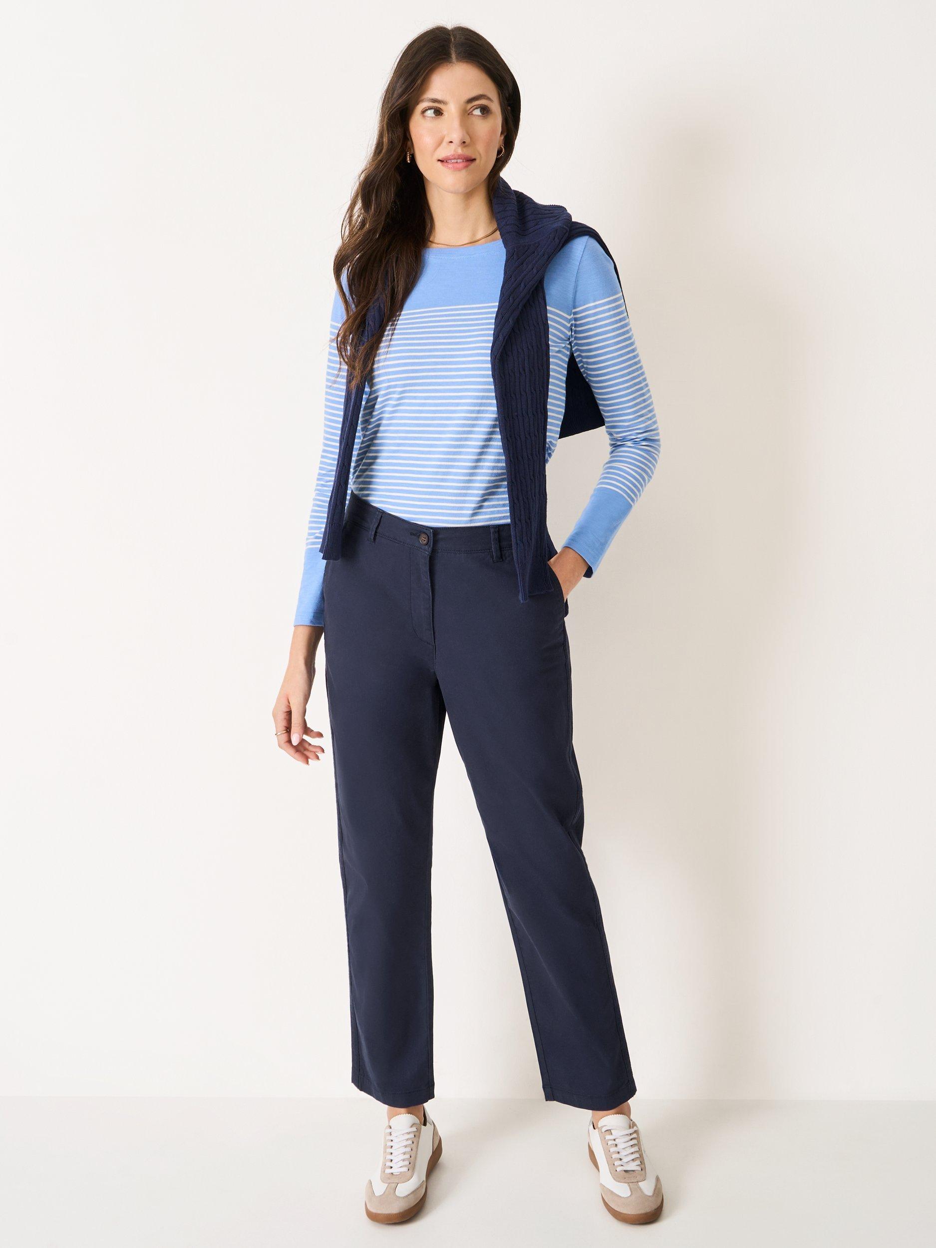 Product image 1 of 5, which shows Crew Clothing Relaxed Trim Chinos, Navy Blue, 8