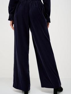 Crew Clothing Velvet Palazzo Trousers, Navy - view 2, Navy
