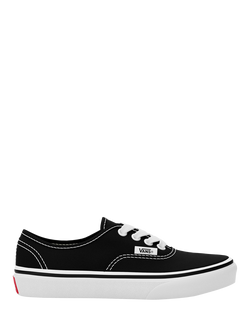 Vans Kids' Authentic Lace Up Trainers, Black/White, Black/White