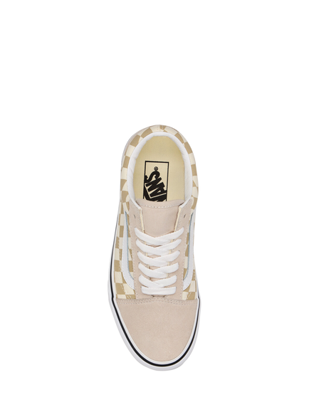 Vans Kids' Old Skool Lace Up Trainers, Checker Oatmeal - view 2, Checker Oatmeal