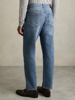 Mango Bishopsgate Straight Mid Rise Jeans, Mid Blue Wash - view 2, Mid Blue Wash