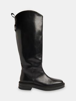 Whistles Leather Knee High Riding Boots, Black, Black
