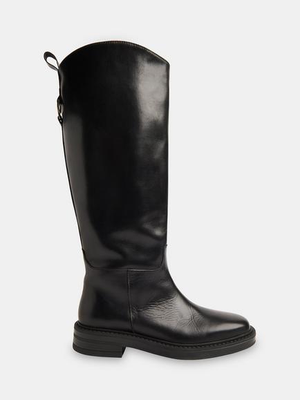 Whistles Leather Knee High Riding Boots, Black, Black