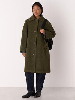 Whistles Petite Romy Longline Boucle Coat, Khaki