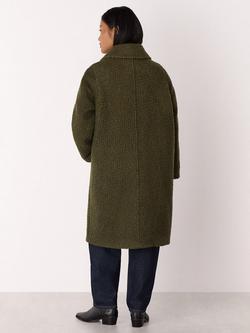 Whistles Petite Romy Longline Boucle Coat - view 2, Khaki