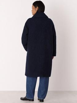 Whistles Petite Romy Longline Boucle Coat - view 2, Navy
