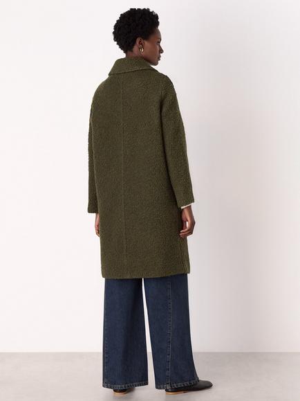 Whistles Romy Wool Blend Boucle Teddy Coat - view 2, Khaki