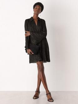 Whistles Metallic Dobby Mini Dress, Black/Multi, Black/Multi