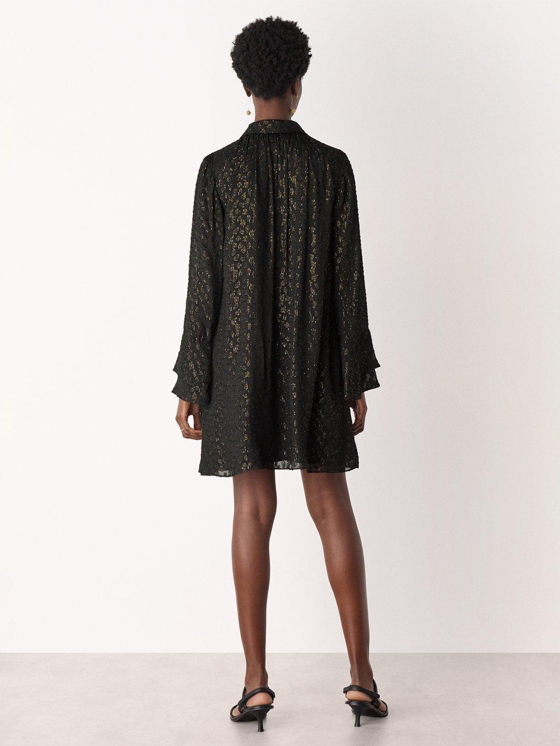 Product image 2 of 5, which shows Whistles Metallic Dobby Mini Dress, Black/Multi, 6