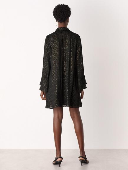 Whistles Metallic Dobby Mini Dress, Black/Multi - view 2, Black/Multi