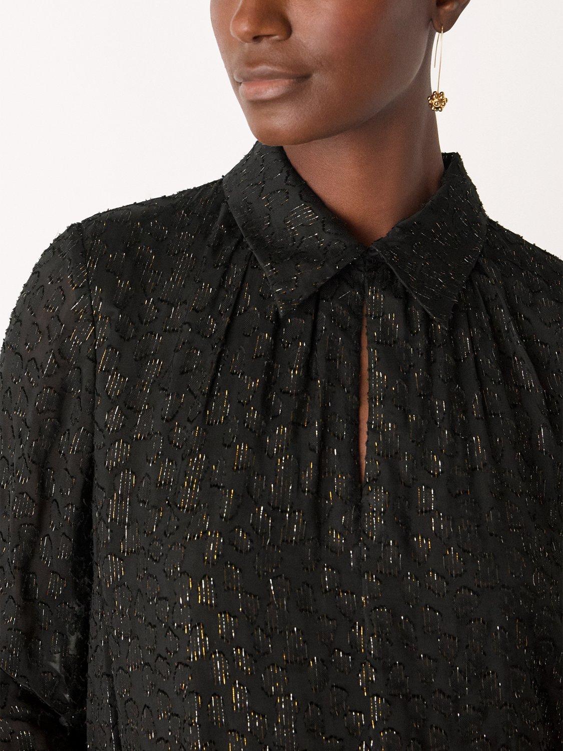 Product image 4 of 5, which shows Whistles Metallic Dobby Mini Dress, Black/Multi, 6