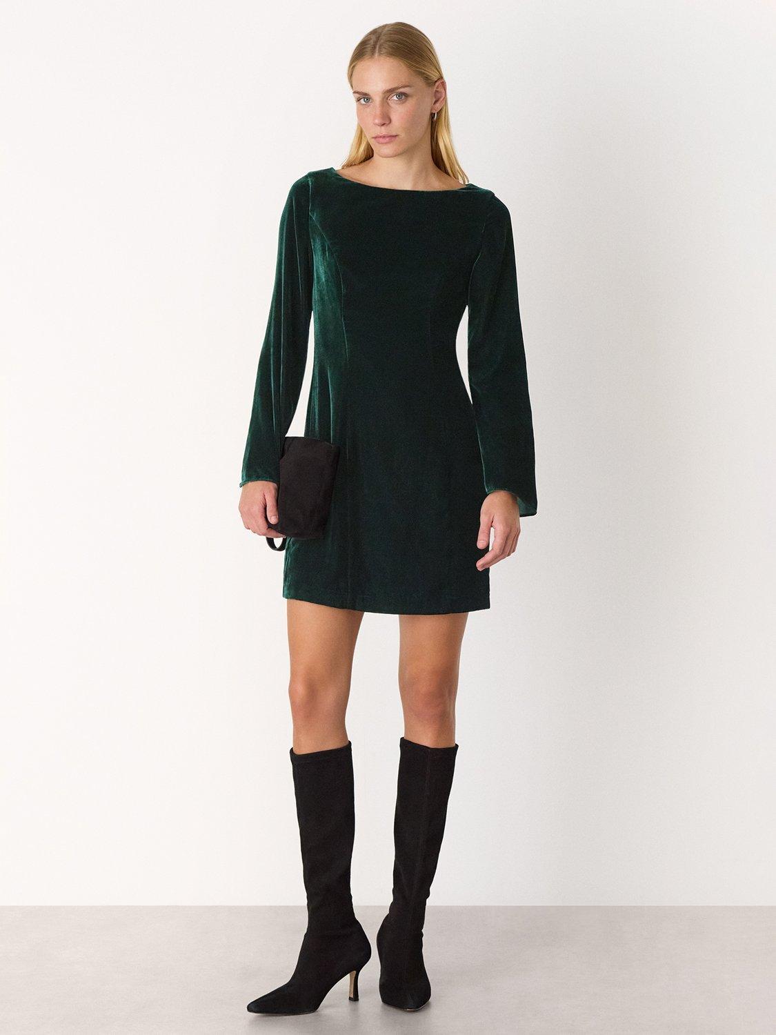 Whistles Velvet Flared Sleeve Mini Sheath Dress