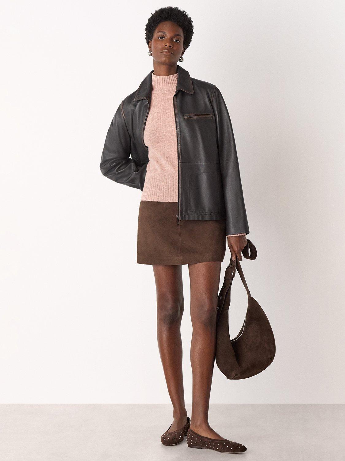 Product image 3 of 5, which shows Whistles Funnel Neck Pure Wool Jumper, Rose, XS