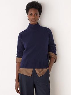 Whistles Funnel Neck Pure Wool Jumper, Navy