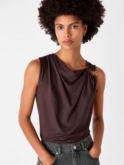 Whistles Sleeveless Round Neck Tank Top, Chocolate