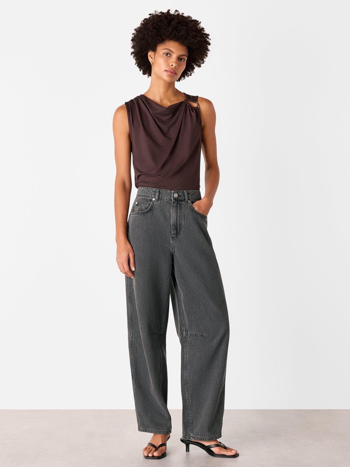 Product image 3 of 5, which shows Whistles Sleeveless Round Neck Tank Top, Chocolate, 6