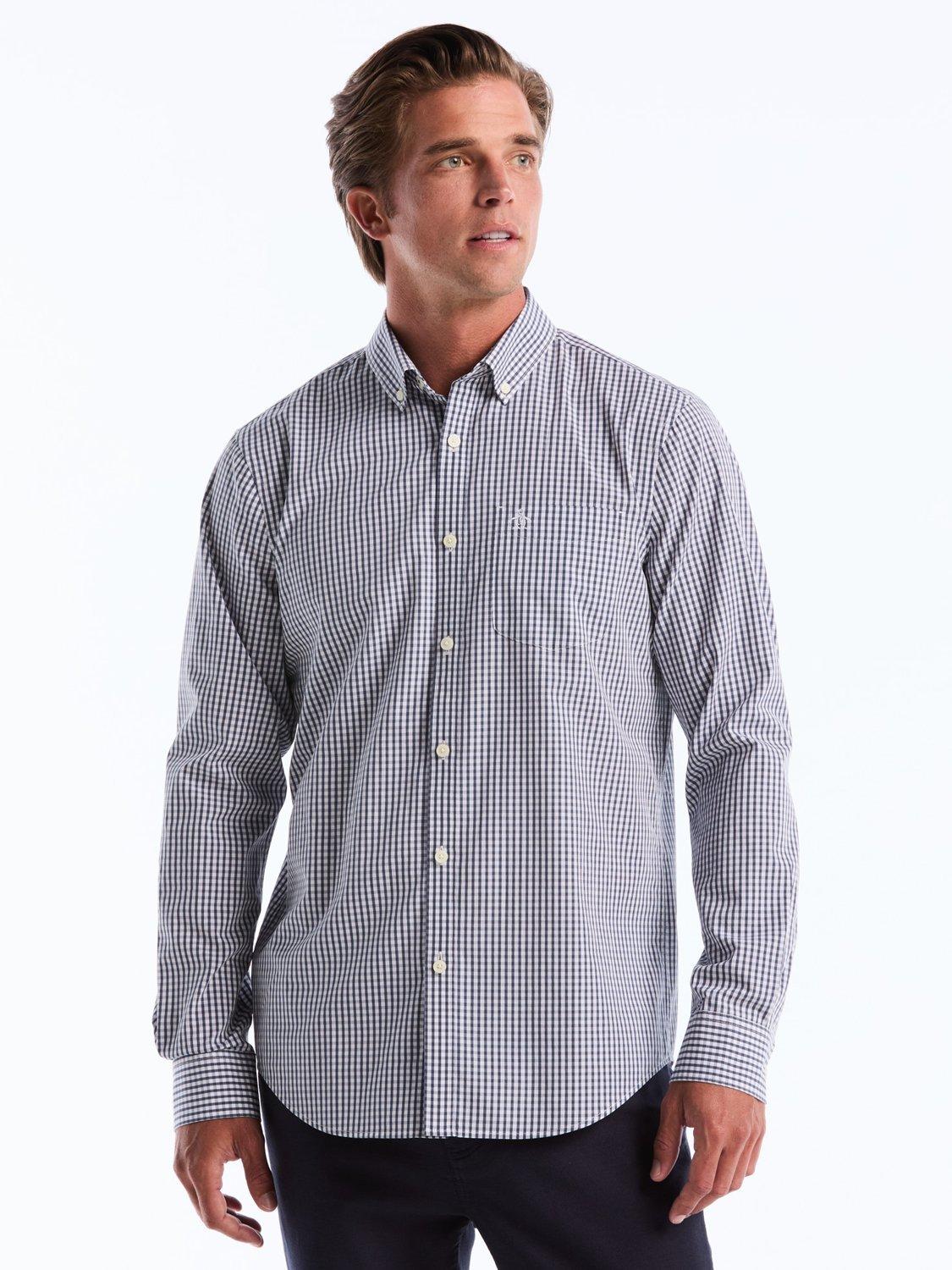 Product image 1 of 5, which shows Original Penguin Cotton Regular Fit Gingham Shirt, Sargasso Sea, L