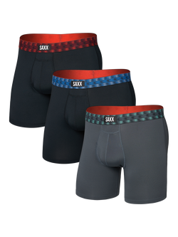 SAXX Multi Sport Mesh Logo Trunks, Pack of 3, Grey, Grey